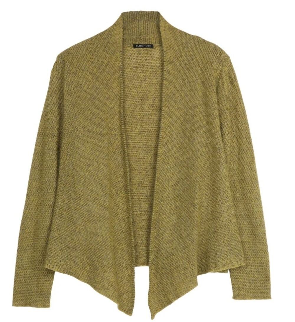 Eileen Fisher Mohair Cashmere Web Cardigan Womens Small Wool Cashmere Mohair